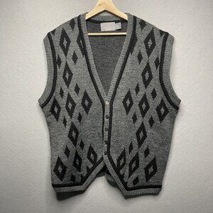 Vintage Progressive Apparel XL Gray & Black Geometric Knit Sweater Vest